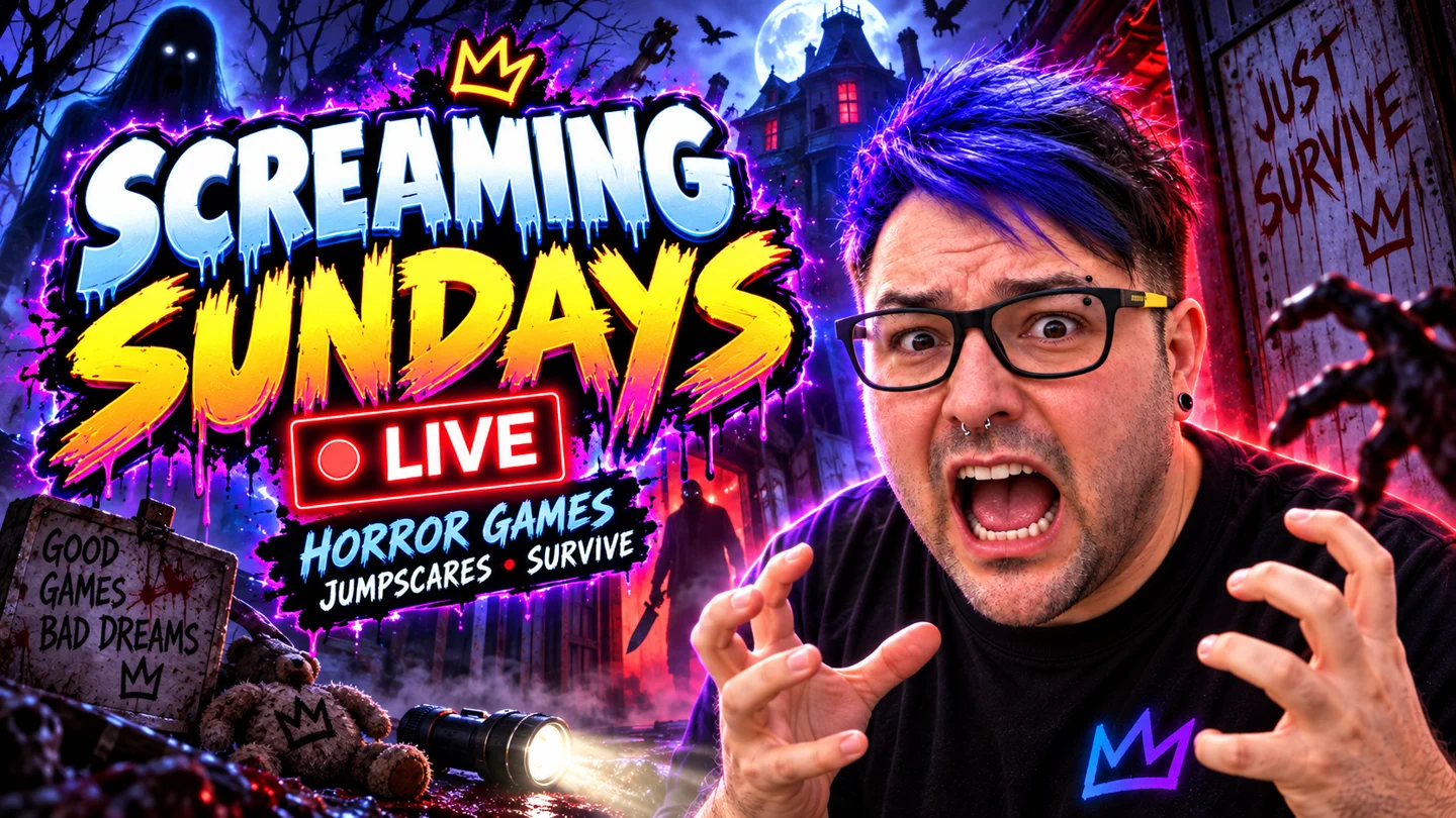 Craig in the neon Screaming Sundays horror artwork