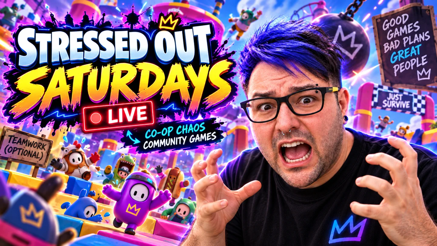 Craig in the colourful Stressed Out Saturdays artwork
